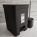 Ver mais imagens de Conjunto para Banheiro Lixeira de Pedal 12l Trium e Escova Sanitária com Suporte Dual Preto ou