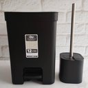 Ver imagem 2 de Conjunto para Banheiro Lixeira de Pedal 12l Trium e Escova Sanitária com Suporte Dual Preto ou