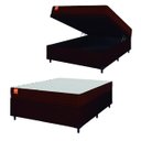 Ver imagem 1 de Cama Box Baú Casal Colchão Molas Qatar 138x188x63cm Marrom/branco- Suporta até 150kg por Pessoa