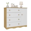 Ver imagem 2 de Cômoda Infantil 95cm 1 Porta e 4 Gavetas Realeza Multimóveis Mp4454 Madeirado/branco Madeirado/
