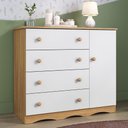 Ver imagem 1 de Cômoda Infantil 95cm 1 Porta e 4 Gavetas Realeza Multimóveis Mp4454 Madeirado/branco Madeirado/