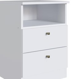 Mesa de Cabeceira Infantil Irlanda com 2 Gavetas - Branco - 4