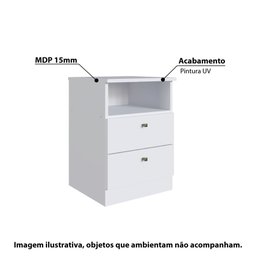 Mesa de Cabeceira Infantil Irlanda com 2 Gavetas - Branco - 2