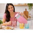 Ver imagem 3 de Conjunto Garrafa Térmica 1L 4 Canecas de Vidro 190ml – Rosa