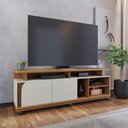 Ver imagem 1 de Rack para TV Jurerê 75" 180cm MDF MDP com Nichos Ripados Freijó Off White