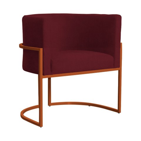 Poltrona Decorativa Luana Suede Bordo Base Bronze - Fm