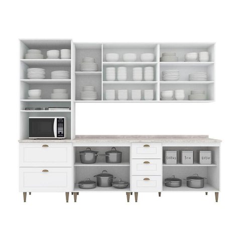 Cozinha Modulada Henn Americana Henn 7 Peças C/ Pés C5p52 Branco