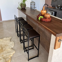 Ver imagem 1 de Kit 4 Banquetas Quadrada Bistro Industrial Alta Casa Bar Cozinha:marrom