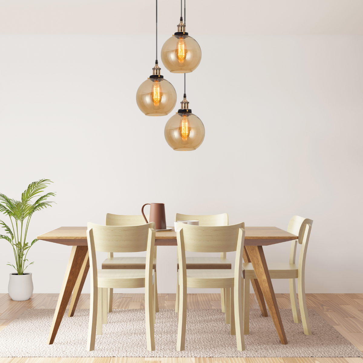 Ver imagem 3 de Lustre Pendente 20cm Vidro Âmbar Industrial Retrô Vintage Luminária Teto E27 Gimpo Kjdd-e-187