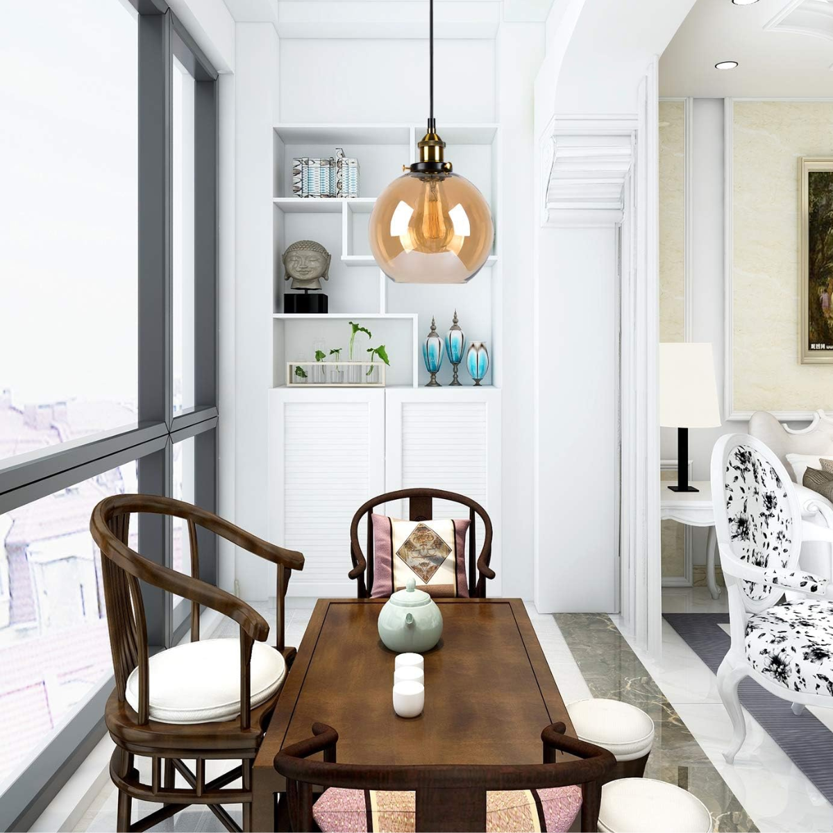 Ver imagem 2 de Lustre Pendente 20cm Vidro Âmbar Industrial Retrô Vintage Luminária Teto E27 Gimpo Kjdd-e-187