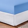 Lençol Liso com Elástico Soft Casal Padrão Antiácaro 100% Poliéster 180 Fios Macio de Baixo Azul - 1