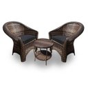 Ver imagem 1 de Conjunto de Poltronas Fibra Sintética Bali - 2 Poltronas + 1 Mesa Centro - Tecido Duna Preto