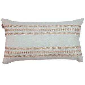 Capa Almofada Retangular Baguete Linho Bordada Mostarda 30x50