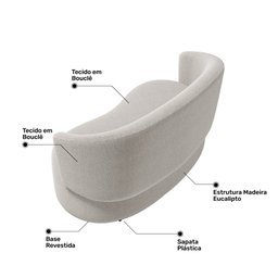 Kit 2 Poltronas e 1 Namoradeira Aisha Orgânica Bouclê Bege - Desk Design - 6