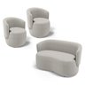 Kit 2 Poltronas e 1 Namoradeira Aisha Orgânica Bouclê Bege - Desk Design - 1