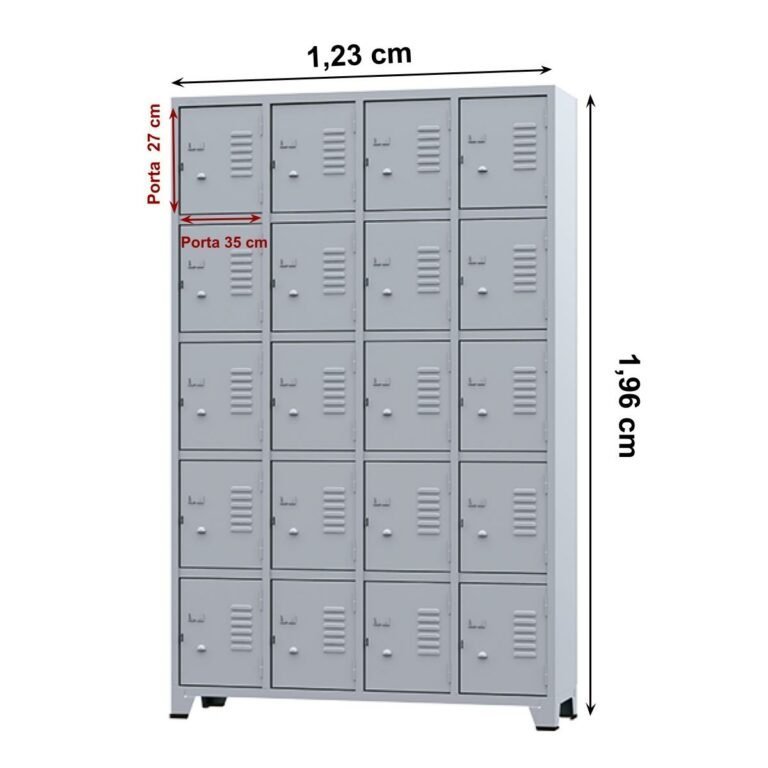 Roupeiro de Aço 20 portas Pequenas – 1,96×1,23×0,36m – CZ/CZ – AMAPA – 10109 - 2
