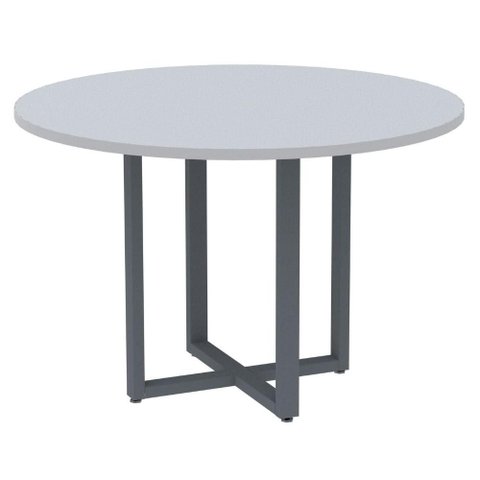 Mesa de Reunião Redonda P25 Pandin 110 Cm (largura) Tampo Mdp Cinza Pé Aço Tubular Grafito
