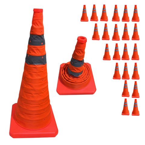 Cone Obra Retratil Estrada Kit 22 Uni Portatil Sinalizador Rodovia Segurança Guarda Pratico Balizado