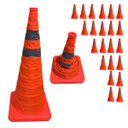 Ver imagem 1 de Cone Obra Retratil Estrada Kit 22 Uni Portatil Sinalizador Rodovia Segurança Guarda Pratico Balizado