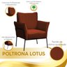 Poltrona Decorativa para Sala Recepção Lotus Suede Telha com Base Preta - Star Confort Poltrona Lotu - 4