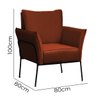 Poltrona Decorativa para Sala Recepção Lotus Suede Telha com Base Preta - Star Confort Poltrona Lotu - 3