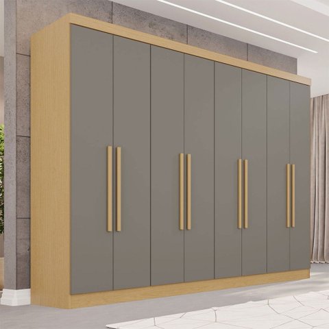 Guarda-roupa Casal Pinheiro 8 Portas 4 Gavetas Jequitibá/granizo - Pnr Móveis
