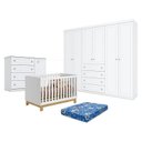 Ver imagem 1 de Quarto de Bebê Americano 6 Portas Com berço Americano Mini Cama Q Encanto Slim Freijó Branco Acetina