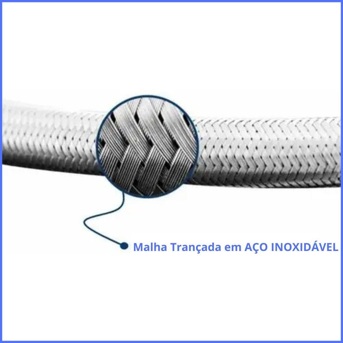 Engate Mangueira Flexível Trançado Aço Inox 40cm Quente Fria - 3