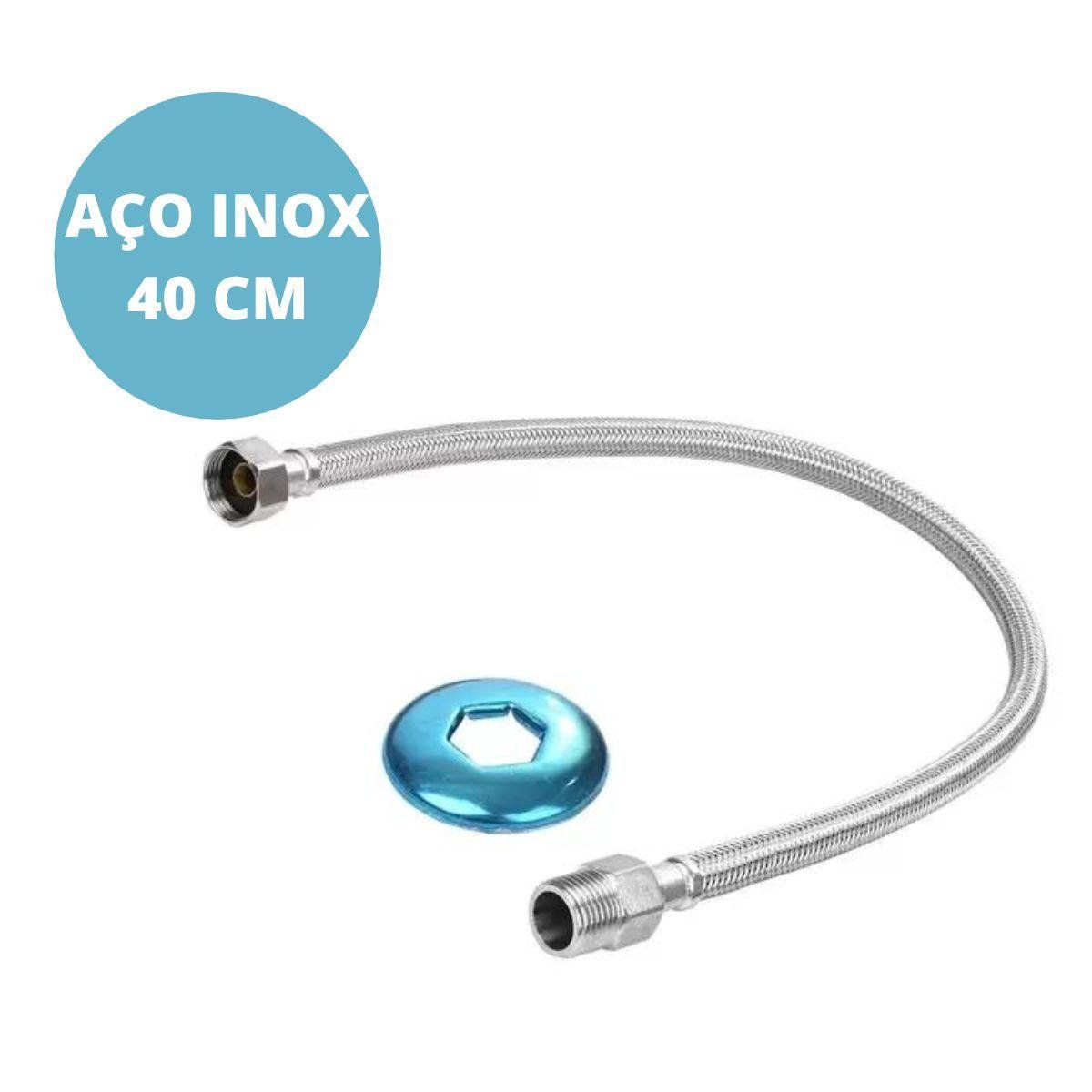 Engate Mangueira Flexível Trançado Aço Inox 40cm Quente Fria - 2