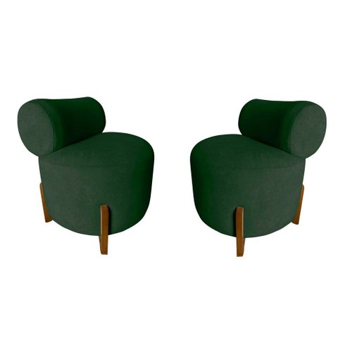 Kit 2 Poltronas Decorativa Mônaco Veludo Verde