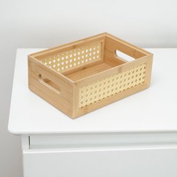 Caixa Organizadora empilhável de bambu e palhinha 24cm - Oikos - 3