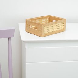 Caixa Organizadora empilhável de bambu e palhinha 24cm - Oikos - 8