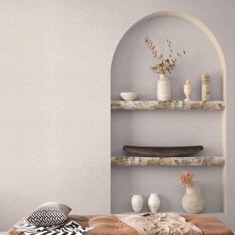 Papel de Parede Texturizado Natural Fendi Bege Claro - Pp445:(1,06m X 15,6m) - Pp445