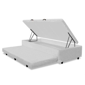 Base para Cama Box Solteiro 3 em 1 com Baú e Cama Auxiliar Branca