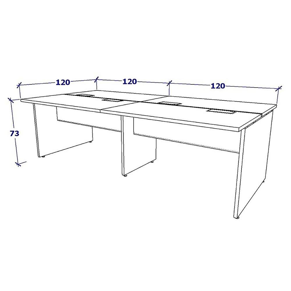 Plataforma de Trabalho 4 Lugares 2,40m Pé Painel Nogal P F5 Cor:nogal com Preto - 2