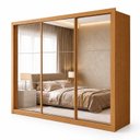 Ver imagem 2 de Guarda Roupa Casal 3 Portas de Correr Espelhadas e 6 Gavetas 242cm Premium Jade