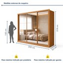 Ver imagem 3 de Guarda Roupa Casal 3 Portas de Correr Espelhadas e 6 Gavetas 242cm Premium Jade