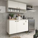 Ver imagem 1 de Armário de Cozinha Modulada Completa Compacta Balcão Madrid Branco 164 - Rosafor
