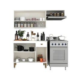 Armário de Cozinha Modulada Completa Compacta Balcão Madrid Branco 164 - Rosafor - 8