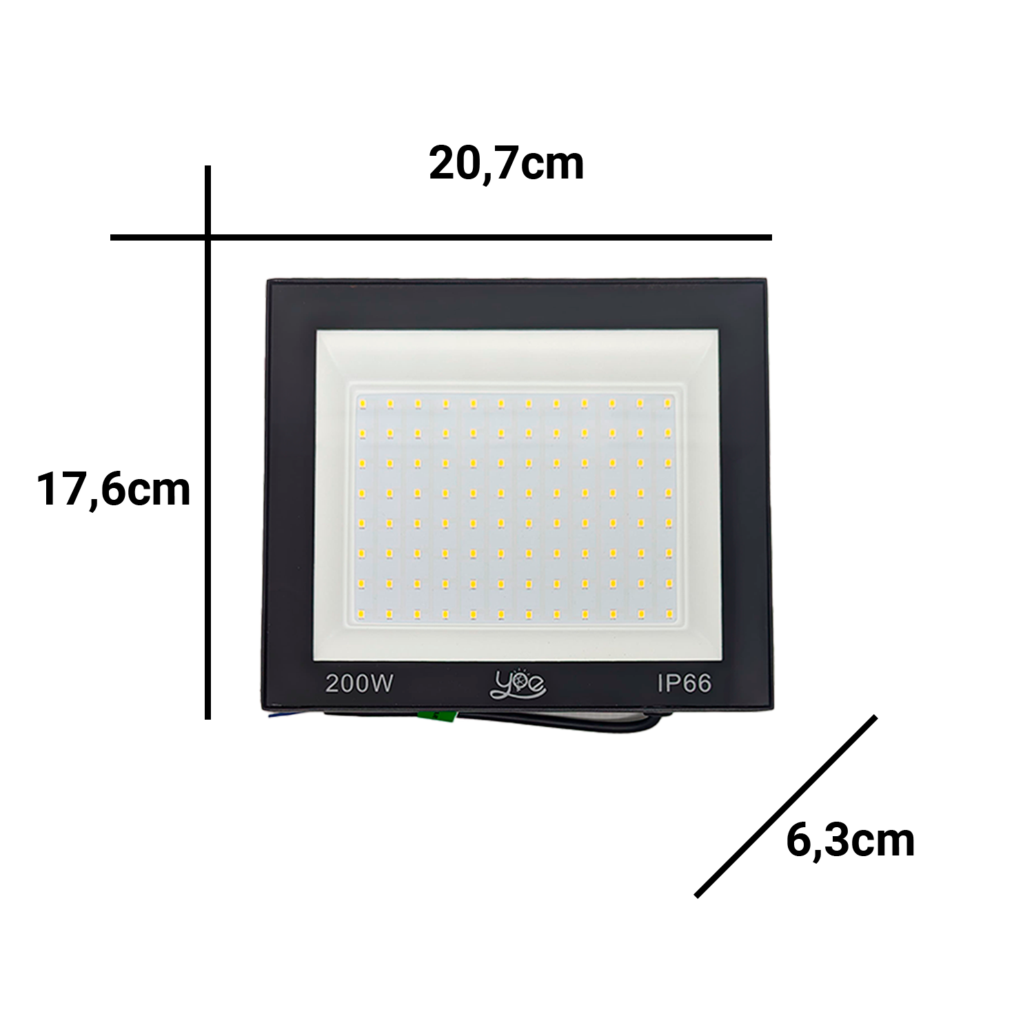 Kit 2 Refletor Led Holofote 200w 3000k Luz Branco Quente Amarelo para Uso Externo - 3