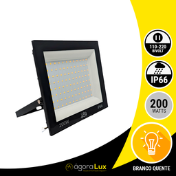 Kit 2 Refletor Led Holofote 200w 3000k Luz Branco Quente Amarelo para Uso Externo - 5