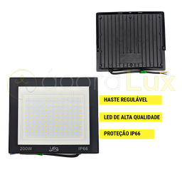 Kit 2 Refletor Led Holofote 200w 3000k Luz Branco Quente Amarelo para Uso Externo - 6