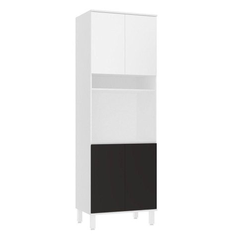 Paneleiro 70cm 4 Portas e 1 Nicho para Forno Microondas Dora Branco/branco Supremo/preto