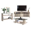 Ver imagem 1 de Rack Bancada com Aparador e Mesa de Centro Frizz Cross Calacata Off White - Madetec