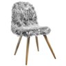 Cadeira Decorativa Rolg Pelo Sintetico Cinza Pes Madeira Sone - 1