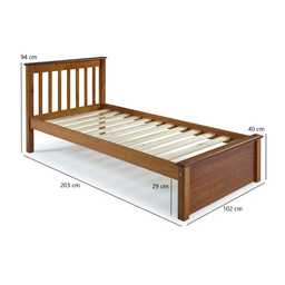 Conjunto Cama Solteiro Inglesa com Cama Auxiliar em Madeira Maciça Mv Outlet Mel - 3