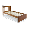 Conjunto Cama Solteiro Inglesa com Cama Auxiliar em Madeira Maciça Mv Outlet Mel - 3