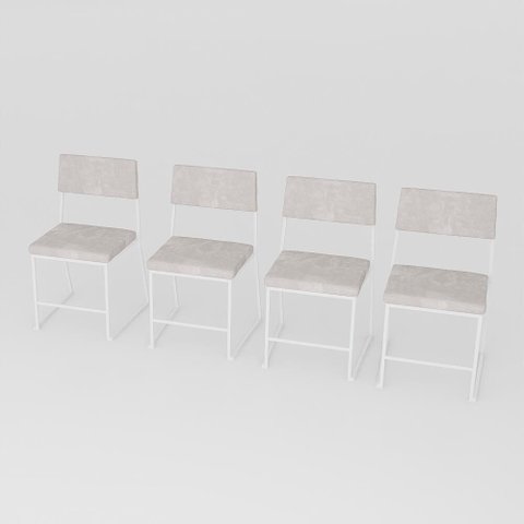 Kit 4 Cadeira Jantar Cozinha Estofada com Encosto Branco Suede Dubai