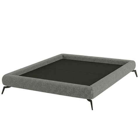 Cama Casal Base Box Pés Ferro 156cm Nami Linho Cinza Escuro - Nexta Casa