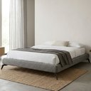 Ver imagem 2 de Cama Casal Base Box Pés Ferro 156cm Nami Linho Cinza Escuro - Nexta Casa